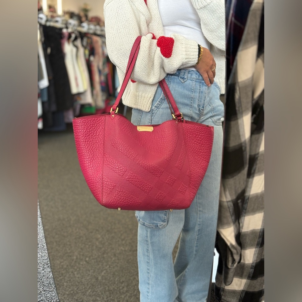 Burberry Embossed Tote w Pouch (AS IS) Hand Bag